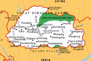 bhutan Map